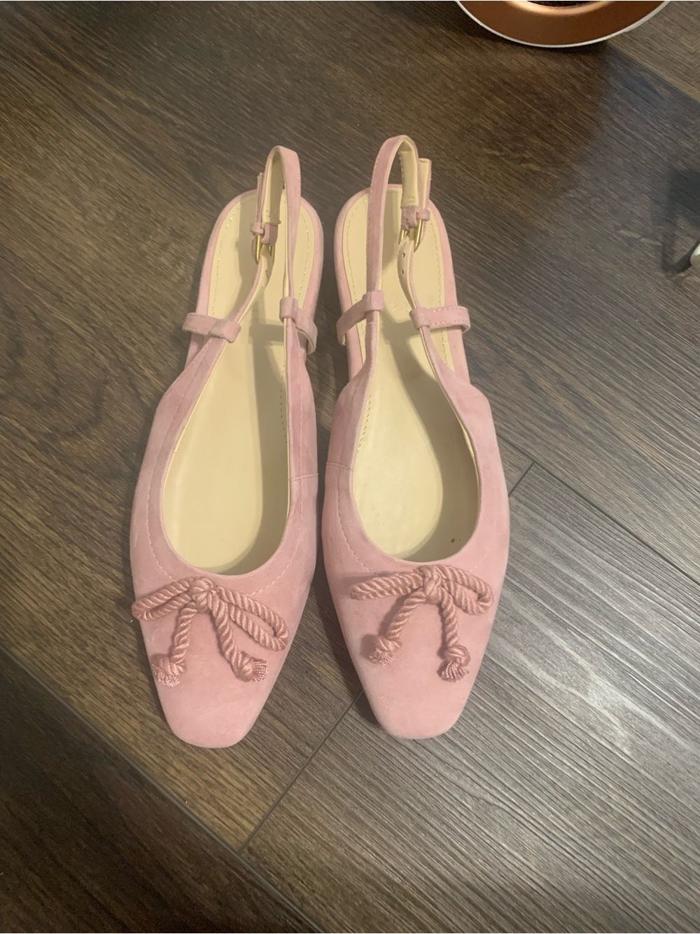 Boden Pink Slingback Knot-Trim Ballet Flats